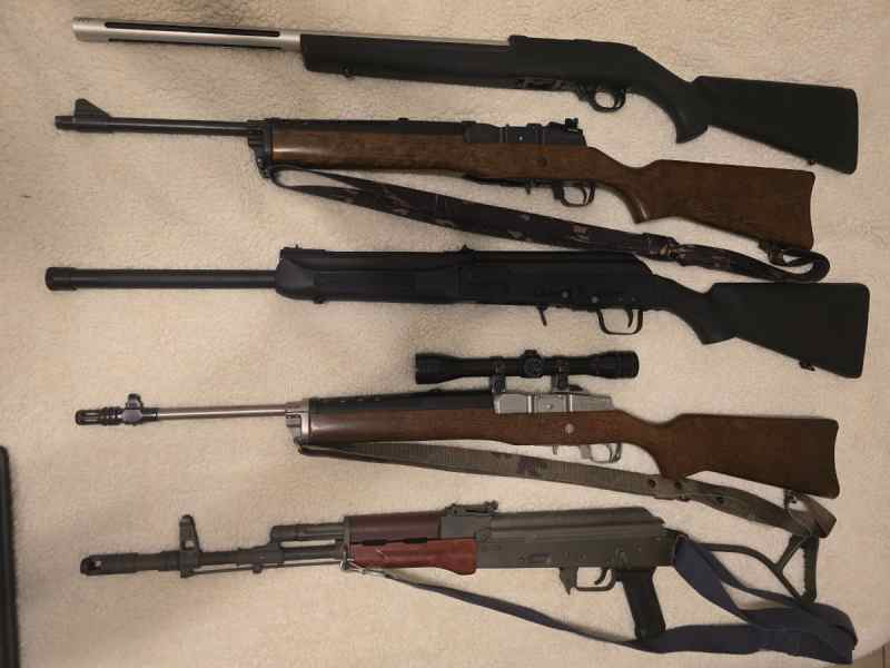 RIFLES various, Mini 14/30, 22 mag Saiga 12