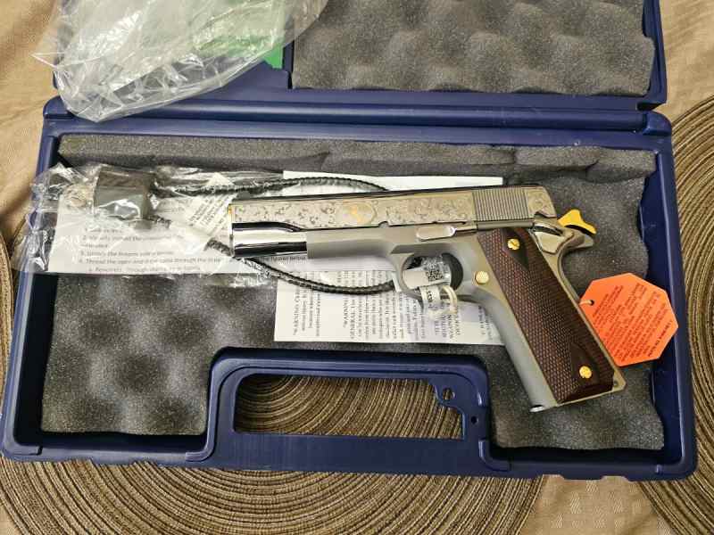 Colt 1911 Heritage Stainless Steel Engraved 38 Sup