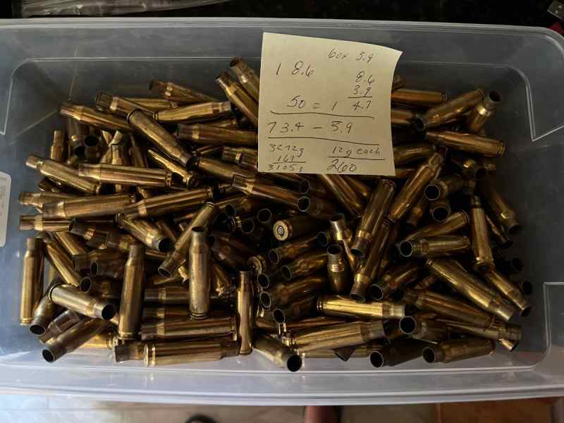 308 Brass Once Fired Federal 168gr high quality 